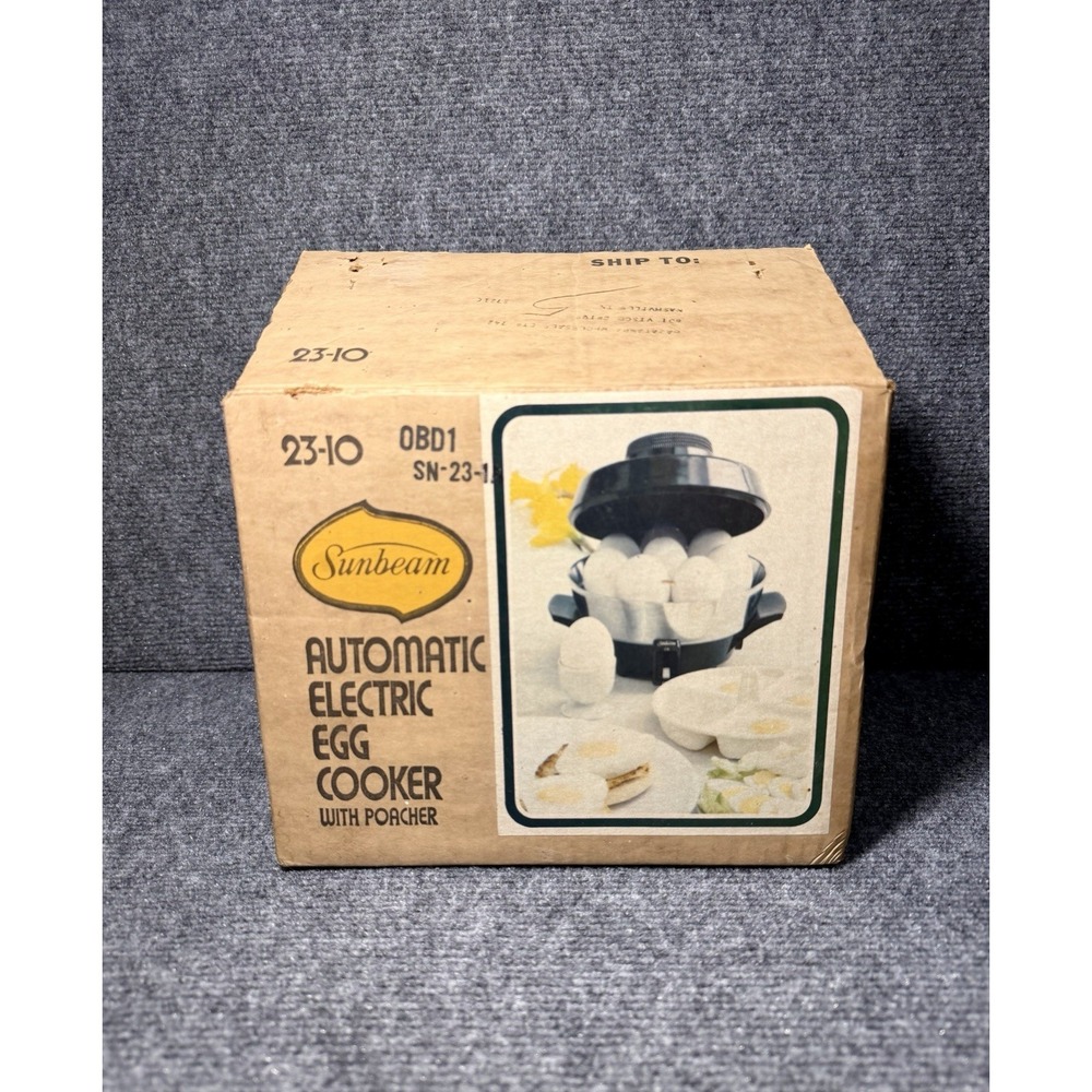 Vintage Sunbeam Automatic EGG Cooker With Poacher Model 23-10 New in Open Box